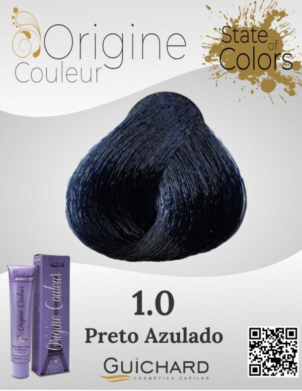 Coloração Capilar Origine Couleur: Preto Azulado 1.0 60g- Guichard