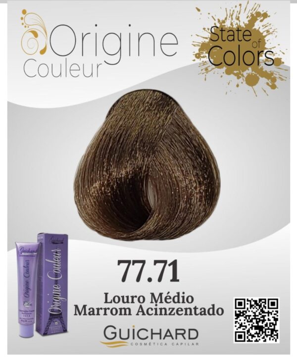 Coloração Capilar Origine Couleur 60g: Louro Medio Morrom Acinzentado 77.71-GUICHARD