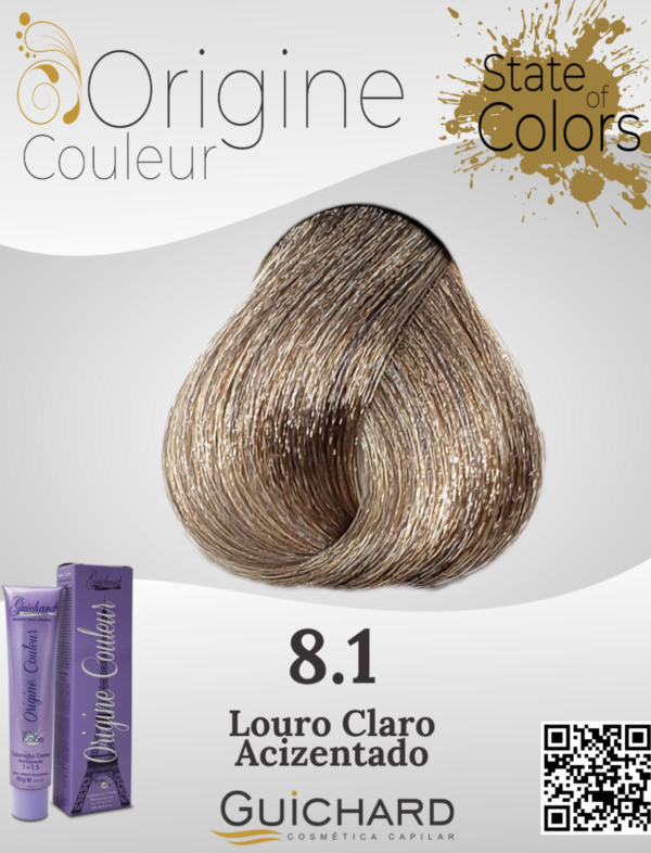 Coloração Capilar Origine Couleur 60g:Louro Claro  acinzentado 8.1-Guichard