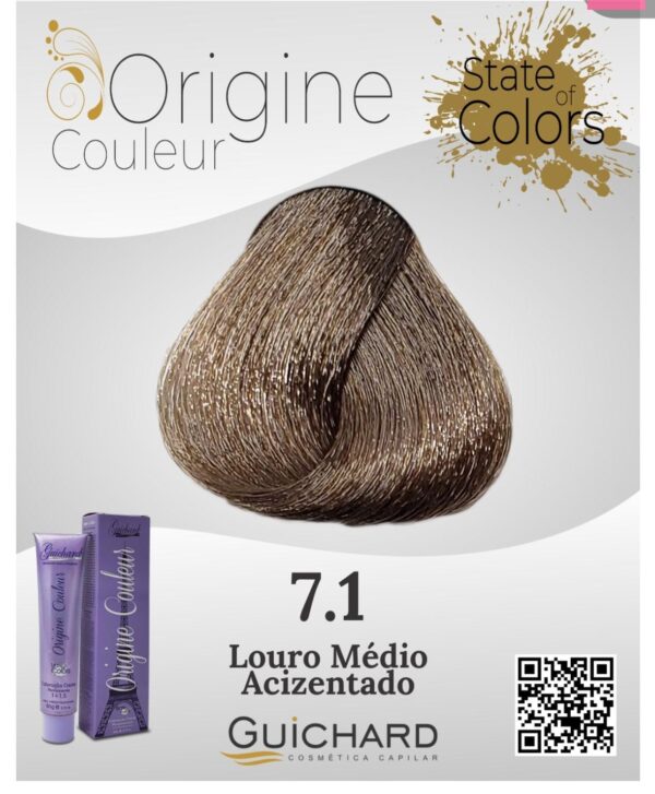 Coloração Capilar Origine  Couleur 60g: Louro medio acinzentado 7.1-guichard - Image 2