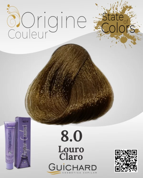 Coloração Capilar Origine  Couleur 60g:  Louro Claro Natural 8.00-Guichard