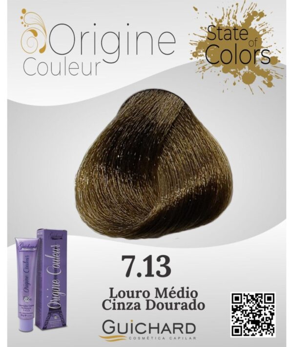 Coloração Capilar Origine Couleur 60g:  Louro Medio Cinza Dourado 7.13-guichard - Image 2