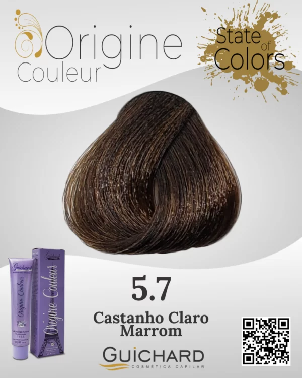 Coloração Capilar Origine Couleur 60g: Castanho Claro Marrom 5.7-Guichar - Image 2