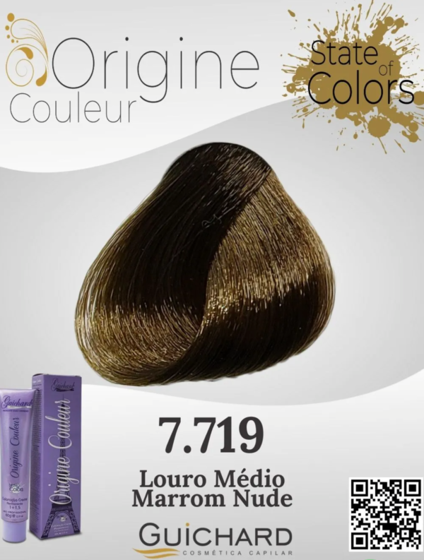 Coloração Capilar Origine Couleur 60g: Louro Claro Marron Nude 7.719-GUIC - Image 2