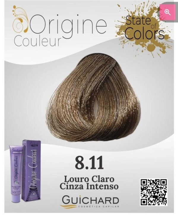 Coloração Capilar Origine Couleur 60g: Louro Claro acinzentado intenso 8.11-Guichard