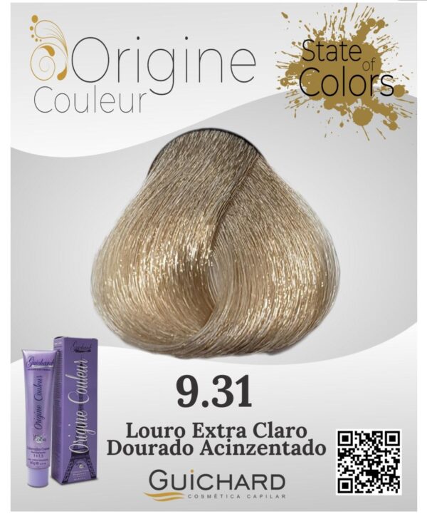 Coloração Capilar Origine Couleur 60g: Louro Extra Dourado Acinzentado 9.31 -GUICHARD - Image 2