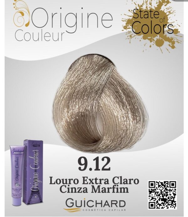 Coloração Capilar Origine Couleur 60g: Louro Extra Cl Cinza Marfin 9.12-GUICHAR - Image 2