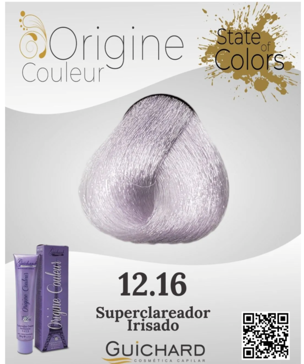 Coloração Capilar Origine Couleur 60g: Super Clareador Irisado 12.16